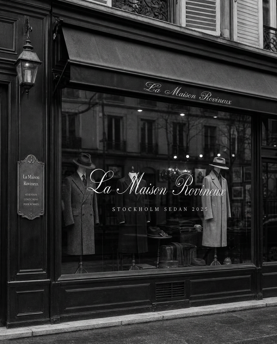 Vintage Stockholm boutique shop window with etched lettering